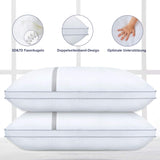 1 x RAW Customer Returns BedStory pillow 40 80, set of 2 pillows 40 80 made of 2 850g microfiber, hotel quality sleeping pillow with flannel stripe trim, suitable for side sleepers, back sleepers, white - RRP €34.27