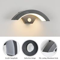 1 x RAW Customer Returns SENQIU LED wall light, modern wall light with motion detector, 24W warm white waterproof IP65 aluminum anthracite wall light with motion detector outdoor indoor, for villa veranda, garden, balcony, 3000K - RRP €33.64