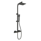 1 x RAW Customer Returns Aica Sanitary Matte Black Thermostatic Shower Column with 38 Squares, Adjustable Bar and Shower Head for Bathroom, Rain Shower - RRP €87.13