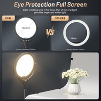 1 x RAW Customer Returns Full Screen Key Light for Streaming, LED Ring Light with Tripod Cell Phone Holder, Professional Ring Light with Hourly Dimming for TikTok YouTube Vlog Photography Makeup Video Recording - RRP €47.54