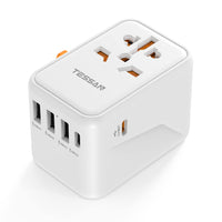 1 x RAW Customer Returns TESSAN Travel Adapter Worldwide USB C PD Fast Charge, 45W Fast Charging Travel Plug Adapter with 3 USB and 2 USB C, Universal for EU USA UK Thailand Australia Travel Adapter - RRP €32.45