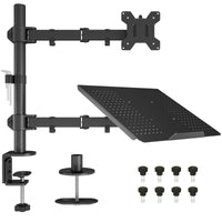 1 x RAW Customer Returns BONTEC monitor holder with laptop arm for 13-32 inch LCD LED screen up to 15.6 inch notebook, tiltable, rotatable, monitor laptop holder desk with clamp, VESA 75x75-100x100mm - RRP €47.48