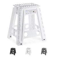 1 x RAW Customer Returns HOUSE DAY 46cm Folding Step Stool - White Foldable Stool Step Stool Portable Folding Stool Foldable Step Folding Stool Bathroom Stool Folding Chair Footstool up to 136kg for Adults - RRP €30.4