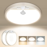 1 x RAW Customer Returns slochi Pack of 2 LED ceiling lights with motion detectors inside, 15W 1500LM ceiling lamps with motion sensors, 3000K 4000K 6500K, 18cm round sensor light for hallway, stairs, kitchen, balcony, storage room,  - RRP €25.61