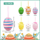 1 x RAW Customer Returns 36 pieces painted plastic eggs, 2 sizes for hanging Easter egg decorations with different style dots stripes flowers for tree school home office party supplies Easter day decoration - RRP €18.14