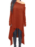 1 x RAW Customer Returns ZANZEA Women s Irregular Knit Oversize Long Sleeve Sweater Dress Long Shirt Top Mini Dress Orange S - RRP €36.29