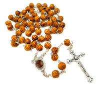 1 x RAW Customer Returns Nazareth Store Catholic Prayer Necklace Rosary with Carved Olive Wood Beads, Holy Land Medallion and Metal Crucifix - RRP €10.2