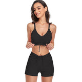 1 x RAW Customer Returns Jarseila Women s Bikini Set Two-Piece Swimsuit High Waist Swim Shorts Push Up Pads Swimsuit Top Bikini Bottoms Sporty Bikini, Black, M - RRP €22.99