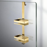 1 x RAW Customer Returns Kelelife Shower Shelf for Hanging Shower Shelf No Drilling Brushed Gold 2 Tier Bathroom Shelves Made of Stainless Steel for Frameless Glass Door Shampoo - RRP €14.11