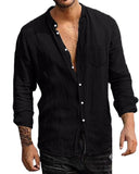 1 x RAW Customer Returns LVCBL Men s Shirt Long Sleeve Regular Fit Cotton Casual Shirt Shirts Men Black M - RRP €23.98