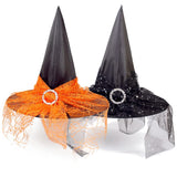 5 x Brand New YKKJ Witch Hat, Halloween Women Witch Hat 2 Pieces Wizard Hats Wicked Witch Hat for Women Halloween Party Masquerade Cosplay Accessories Children Adults Black Orange , M - RRP €60.0