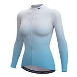 1 x Brand New Wulibike Cycling Jersey Long Sleeve Women Moisture Wicking Women Long Sleeve Jersey Road Bike Full Length Zipper Blue and White, XXL  - RRP €26.21