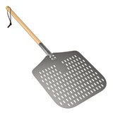 1 x RAW Customer Returns Ga HOMEFAVOR Perforated Pizza Peel 12 Inch Pizza Shovel Made of Anodized Aluminum, Pizza Shovel Pizza Server with Wooden Handle Perfect for Homemade Pizzas, 82cm - RRP €27.53