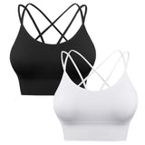 1 x RAW Customer Returns Sykooria Women s Sports Bra Top Women s Wireless Bra with Padded Top Women s Fitness Support Bustier for Yoga Running White Black XL - RRP €22.18