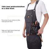 1 x RAW Customer Returns Housolution Work Apron, Waterproof Waxed Canvas Apron with 5 Pockets, Adjustable Straps, Work Tool Accessories, Apron for Carpenter, Painting, Purple Gray - RRP €20.59