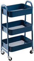 1 x RAW Customer Returns DOEWORKS 3-Shelf Storage Cart on Wheels with Handles for Kitchen Makeup Bathroom Office Dark Blue - RRP €46.99