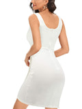 1 x RAW Customer Returns Missufe Summer Cocktail Dress Elegant Party Vintage Style White, Medium  - RRP €46.99