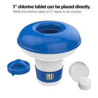 1 x RAW Customer Returns Housolution 7-inch floating chlorine dispenser, pool chemical float, adjustable release chlorine tablet floater dosing float chlorine doser for outdoor pools SPA hot water bathtub, blue white - RRP €21.17