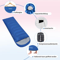 1 x RAW Customer Returns KingCamp Oasis Blanket Sleeping Bags with Headrest for Adults Lightweight 3 Seasons, Blue, 220 75 cm - RRP €36.95