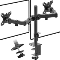 1 x RAW Customer Returns PUTORSEN monitor holder for 2 monitors, for 13-32 inch flat curved screen, height adjustable screen holder for 2 monitors, tiltable, swiveling, rotating dual monitor arm, 10kg arm, VESA 75 100 - RRP €30.23