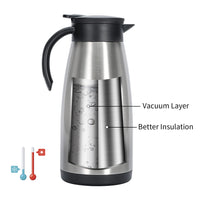 1 x RAW Customer Returns Olerd insulated jug 1.5 L, stainless steel thermos flask, double-walled vacuum coffee pot teapot, thermos flask for coffee, tea, water, drink silver  - RRP €25.99