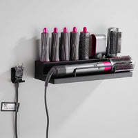 1 x RAW Customer Returns DALUOBO Storage Holder for Dyson Airwrap Curling Iron Accessories Wall Mount Bracket with Adhesive for Home Bathroom Organizer Black Aluminum Alloy  - RRP €34.27