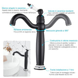 1 x RAW Customer Returns Maynosi Victorian Bathroom Sink Faucet, Retro Tall Sink Faucets for Countertop, Classic Ceramic Lever Faucets, 360 Degree Swivel Spout, Brass Matte Black  - RRP €55.66