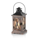 1 x RAW Customer Returns Sziqiqi Lantern Candle Holder Vintage Lantern Lantern Wooden Metal Decorative Lantern Holder for Outdoor Rustic Wedding Centerpiece Hanging Lantern Farmhouse Indoor Outdoor Lantern Decor 28cm - RRP €24.98