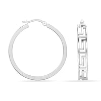 1 x RAW Customer Returns LeCalla 925 Sterling Silver Greek Key Pattern Hoop Earrings Medium Lightweight Greek Wall Cut-Out Hoop Earrings for Women - 30MM - RRP €31.99