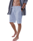 1 x RAW Customer Returns LVCBL Men s Solid Color Casual Linen Shorts with Elastic Waist Light Blue 2XL - RRP €25.99