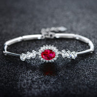 1 x RAW Customer Returns JIANGXIN 925 Sterling Silver Bracelets Women s Adjustable Sparkle Birthstone Princess Diana Bracelet Women Jewelry Gifts for Mom Wife Girls Created Ruby  - RRP €36.29