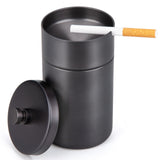 1 x RAW Customer Returns HONZUEN Ashtray with Lid, Windproof Ashtray Stainless Steel for Outdoors Portable Smokeless Storm Ashtray Table Ashtray Smokeless Ashtray Outdoor Ashtray for Garden Outside Car, Black - RRP €18.99