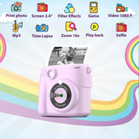 1 x RAW Customer Returns FUNKAM Instant Children s Photo Camera, - 2.4 HD 1080P - with 32GB SD Card, 5 Markers, Stickers, 5 Rolls of Paper, Pendant. Camera for Boys and Girls from 3 to 14 years old. -Birthday Gifts- - RRP €36.0