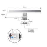 1 x RAW Customer Returns Aourow LED Bathroom Mirror Lamp 5W 230V 500lm, Waterproof IP44 30cm, 3 in 1, Fix on the Mirror on the Cabinet on the Wall, Neutral White Light 4000K, Against Fog Stainless Steel, 300x105x40mm - RRP €22.99