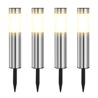 1 x RAW Customer Returns Heinstian Solar Lights for Outdoor Garden Warm White LED Garden Lights Outdoor IP65 Waterproof Stainless Steel Solar Lamps for Patio, Lawn, Garden Yard Paths and Paths Pack of 4  - RRP €35.28