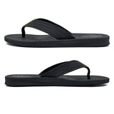 1 x RAW Customer Returns KuaiLu Flip Flops Men s Leather Toe Separator Men s Bathing Sandals Comfortable Wide Feet Slides Non-Slip Yoga Rubber Footbed Summer Beach Toe Sandals Indoor Outdoor Black 43 - RRP €22.61