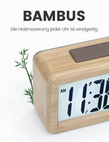 1 x RAW Customer Returns aboveClock Digital alarm clock, wood with sensor module, table clock with large display, date, temperature display, night light, digital clock with snooze module battery not included  - RRP €17.94