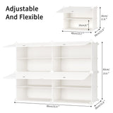 1 x RAW Customer Returns JOISCOPE Shoe Cabinet, DIY Shoe Rack, Modular Shoe Rack with Door, Portable Plastic Shoe Organizer, Storage Rack for Hallway, Bedroom, Entrance White, 2 x 4  - RRP €23.99