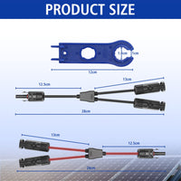 4 x RAW Customer Returns Solar cable 6mm2 Y-distributor, Y-connector solar panel IP67 with 2 wrenches, 1Y2 solar panel cable connector male female MMF and FFM, for parallel photovoltaic connection 1 pair, 1 red 1 black  - RRP €40.28