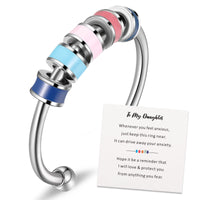 4 x Brand New Herdear Enamel Fidget Ring Stainless Steel Open Anxiety Rings Stress Relief Rings Adjustable Rotatable Rings with Multicolor Beads for Anxiety Relief Classic Style  - RRP €36.72