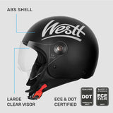 1 x RAW Customer Returns Westt jet helmet with visor motorcycle helmet men women helmet motorcycle scooter helmet moped helmet chopper retro moped ECE DOT certified - RRP €57.0