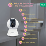 1 x RAW Customer Returns NOUS W5 3MP WLAN surveillance camera indoor, PTZ camera, WiFi camera, dog camera and baby camera, surveillance cameras, pet camera with app, security camera indoor, pet camera, only 2.4 GHz WiFi - RRP €37.2