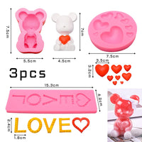 5 x Brand New 3D Silicone Baking Mold Hillylolly 3 Pieces Valentine s Day Silicone Fondant Cake Molds, Silicone Molds for Fondant, Silicone Fondant Mold Cake Baking, Silicone Molds Baking Mini DIY Cake Decoration - RRP €69.35