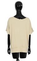 1 x RAW Customer Returns Van Der Rich - Oversize printed T-Shirt Batwing - Women Beige, XXL  - RRP €18.16