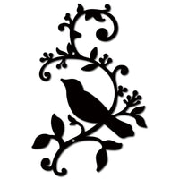 1 x RAW Customer Returns CREATCABIN Metal Bird Wall Decoration Birds On The Branch Art Iron Wall Signs Hanging Metal Ornament Sculpture Leaves For Balcony Garden Home Living Room Indoor Gifts Black 30x20cm - RRP €20.4