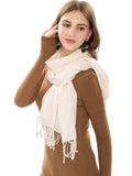 1 x Brand New Vakkery Pashmina Scarf Shawl Winter Warm Soft Stole Wrap Wedding Evening Shawls Scarves for Women Ivory  - RRP €24.0