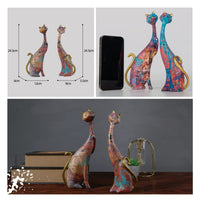 1 x RAW Customer Returns masteymoh Art Resin Sculpture Statue Cats 2PCS Two Oil Painting Cats Sculptures for Home Office Hotel Bookshelf Desktop Decoration 28 cm high - RRP €34.26