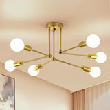 1 x RAW Customer Returns Vintage Ceiling Lamp, 70CM Retro Pendant Lamps, 6 Lights Industrial Sputnik Lamp E27 Lamp Holder, Gold Ceiling Light for Living Room, Bedroom, Kitchen Bulbs Not Included  - RRP €35.99