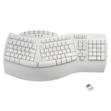 1 x RAW Customer Returns perixx PERIBOARD-612W, Large Ergonomic Wireless Keyboard, 2.4Ghz Connection and Bluetooth 4.0 for Windows and Mac White, AZERTY  - RRP €81.5