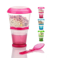 1 x Brand New Muesli To Go, Muesli Container, Muesli on the go Muesli Box Storage Container Cups Milk Yoghurt Keeper Holder with Spoon Pink  - RRP €22.14